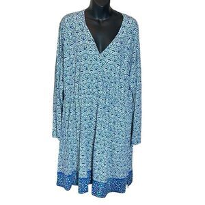 Coolibar upf 50+ long sleeved floral dress 3x cotton viscose